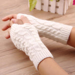 Pair of glove unisex men women cute mittens fingerless knitted long gloves arm warmer