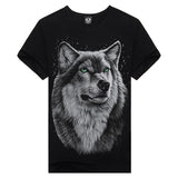 Mens Cotton Round Neck Clothes Short Sleeve Digital Wolf 3D Printed T-Shirt