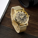 Quartz watch men's fashion stainless steel mesh belt hollow out quartz wrist watch