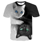 Tops two cats short sleeve summer tops printed tees t-shirt men 3D tshirt