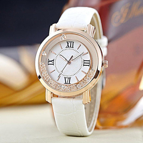 Watch thin leather strap women's casual quartz watch rhinestone louis XIV