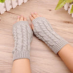 Pair of glove unisex men women cute mittens fingerless knitted long gloves arm warmer