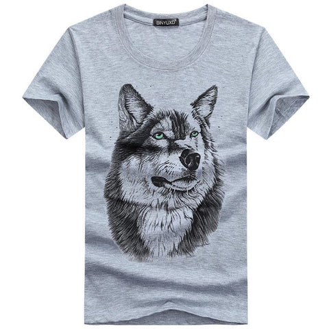 Mens Cotton Round Neck Clothes Short Sleeve Digital Wolf 3D Printed T-Shirt