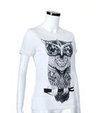 Women Casual Owl Blouse T-Shirt Loose O-neck Tops Tee