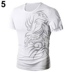 Men's Fashion Summer Cool Style Short Sleeve Round Neck Dragon Print T-shirt