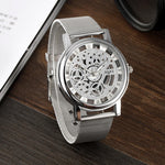 Quartz watch men's fashion stainless steel mesh belt hollow out quartz wrist watch