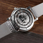 Quartz watch men's fashion stainless steel mesh belt hollow out quartz wrist watch