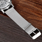 Quartz watch men's fashion stainless steel mesh belt hollow out quartz wrist watch